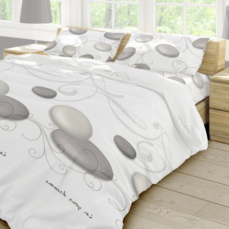 Lenjerii de pat albe - Zen - Set lenjerie pat dublu, 100% Bumbac Ranforce - 4 piese