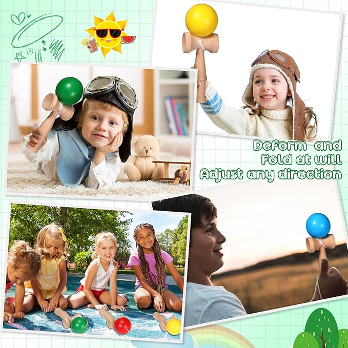 Kendama Original  Crack  din Lemn, Joc Interactiv pentru Copii si Adulti , 18 CM [14]