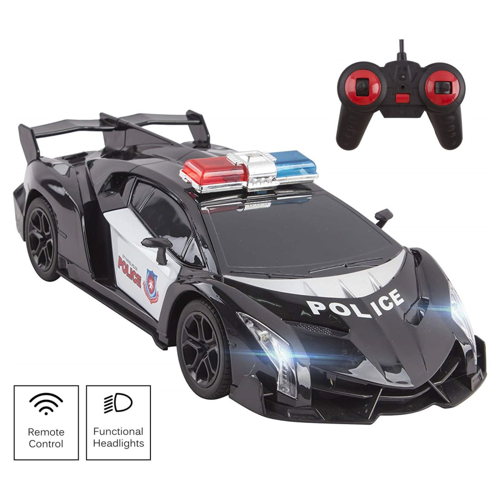 Mașină de Poliție  cu Radiocomanda 4 Functii ,  Faruri LED ,  scară 1/18 Vokado - Dimensiuni 35*13*12cm [2]