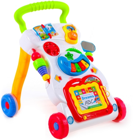 Antepremergator Baby First Step, Jucarii detasabile, tabla de scris, telefon, pian, toate detasabile, lumini si sunete, 45 cm inaltime  interactiv [9]