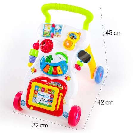 Antepremergator Baby First Step, Jucarii detasabile, tabla de scris, telefon, pian, toate detasabile, lumini si sunete, 45 cm inaltime  interactiv [8]