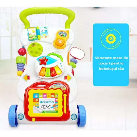 Antepremergator interactiv cu jucarii detasabile, Sunete si lumini, Ajuta la dezvoltarea abilitatilor, Multicolor [10]