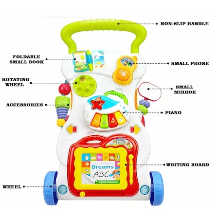Antepremergator interactiv cu jucarii detasabile, Sunete si lumini, Ajuta la dezvoltarea abilitatilor, Multicolor [9]