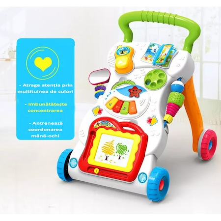 Antepremergator interactiv cu jucarii detasabile, Sunete si lumini, Ajuta la dezvoltarea abilitatilor, Multicolor [11]