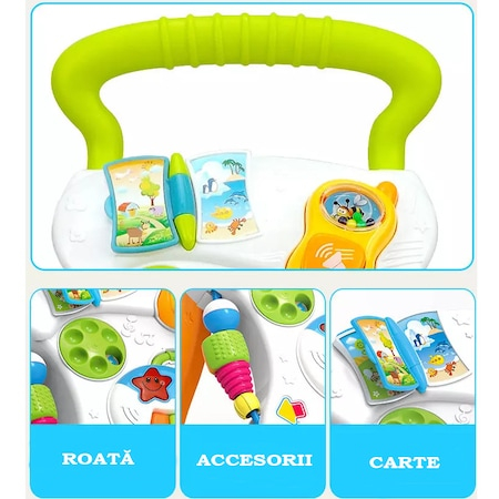Antepremergator interactiv cu jucarii detasabile, Sunete si lumini, Ajuta la dezvoltarea abilitatilor, Multicolor [2]