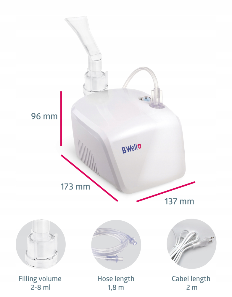 Aparat de Aerosoli  cu compresor pentru Copii si Adulti  PRO-110,- B.Well Swiss [5]