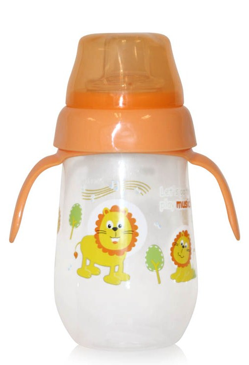 Biberon Anticurgere cu Toarte si Gat Larg, Lorelli, 6 luni+, 260 ml, Zoo - Portocaliu [2]