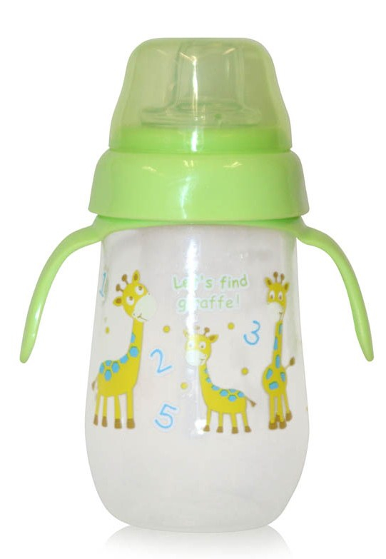 Biberon Anticurgere cu Toarte si Gat Larg, Lorelli, 6 luni+, 260 ml, Zoo - Verde [2]