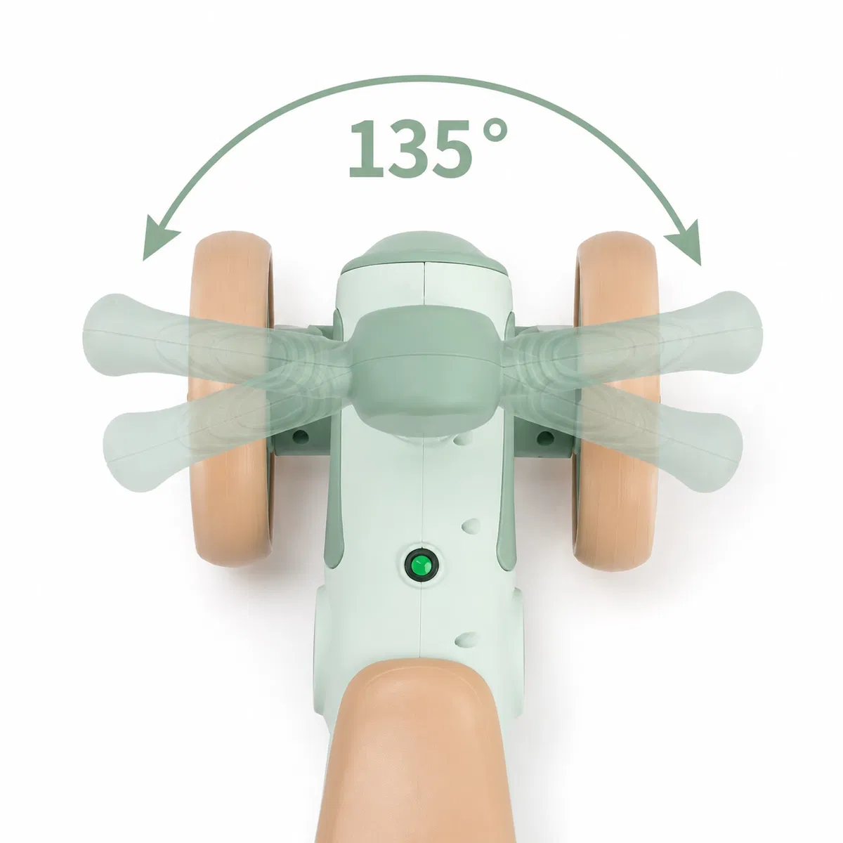 Bicicletă  cu 4 Roti fără Pedale ,Roti Silentioase Anti-Alunecare, Ghidon cu Rotire limitată la 135°,  Far Frontal Luminos, Sezut Ergonomic , Lumini Led Laterale si Muzică  pentru Copii 1 – 3 ani - Verde [5]
