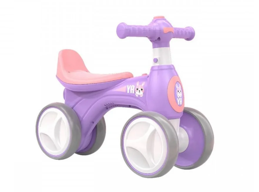 Bicicleta fara pedale Balance Bike, copii 1-3 ani, 4 roti spuma EVA, Scaun Ergonomic, Ghidon Reglabil, Mov/ROZ [2]