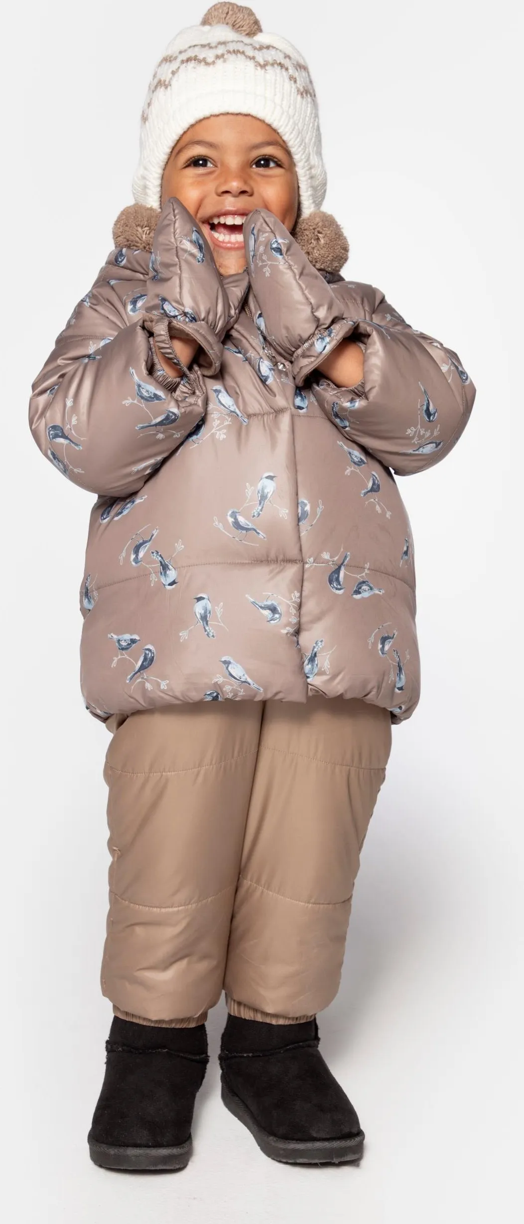 Caciula Impotriva Vant-ului si a Frig-ului cu 3 Ciucuri pentru Fetite, Tranzitie Sezon Primavara / Toamna - 12 / 18 Luni - Made in Polonia [3]