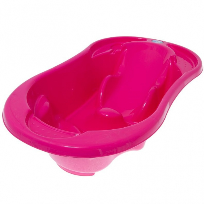 Cadita pentru baie  2 in 1 ,  Forma  Anatomica si  Senzor de Temperatura  , Baby Komfort-  Fucsia [3]