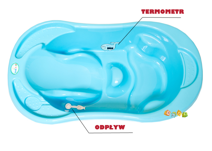 Cadita Anatomica si Ergonomica pentru Bebelusi Tega Baby cu Senzor de Temperatura si Dop pentru Scurgere / Evacuare Apa, Alba [5]