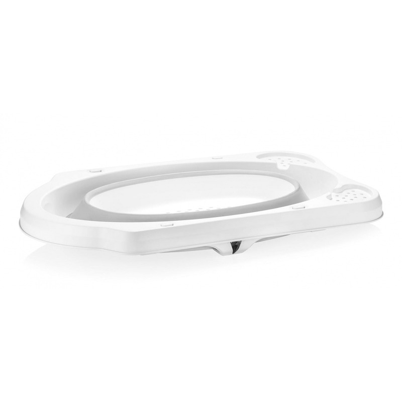 Cadita Pliabila pentru Bebelusi  cu Termometru Digital , Dop de Scurgere, Picioare Anti Alunecare Design Ergonomic -  Gri cu Alb [3]