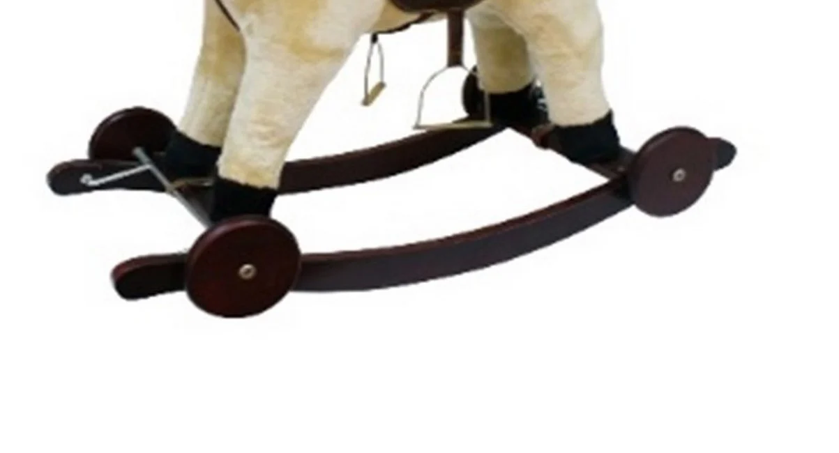 Calut Balansoar Multifunctional 2in1 din Plus Catifelat cu Melodii - Rocking Horse DeLuxe, Cu roti si Functie de Leagan Balansoar, Platforma Detasabila, Dimensiuni 74x37x64 cm, Max 50 kg, Crem [7]