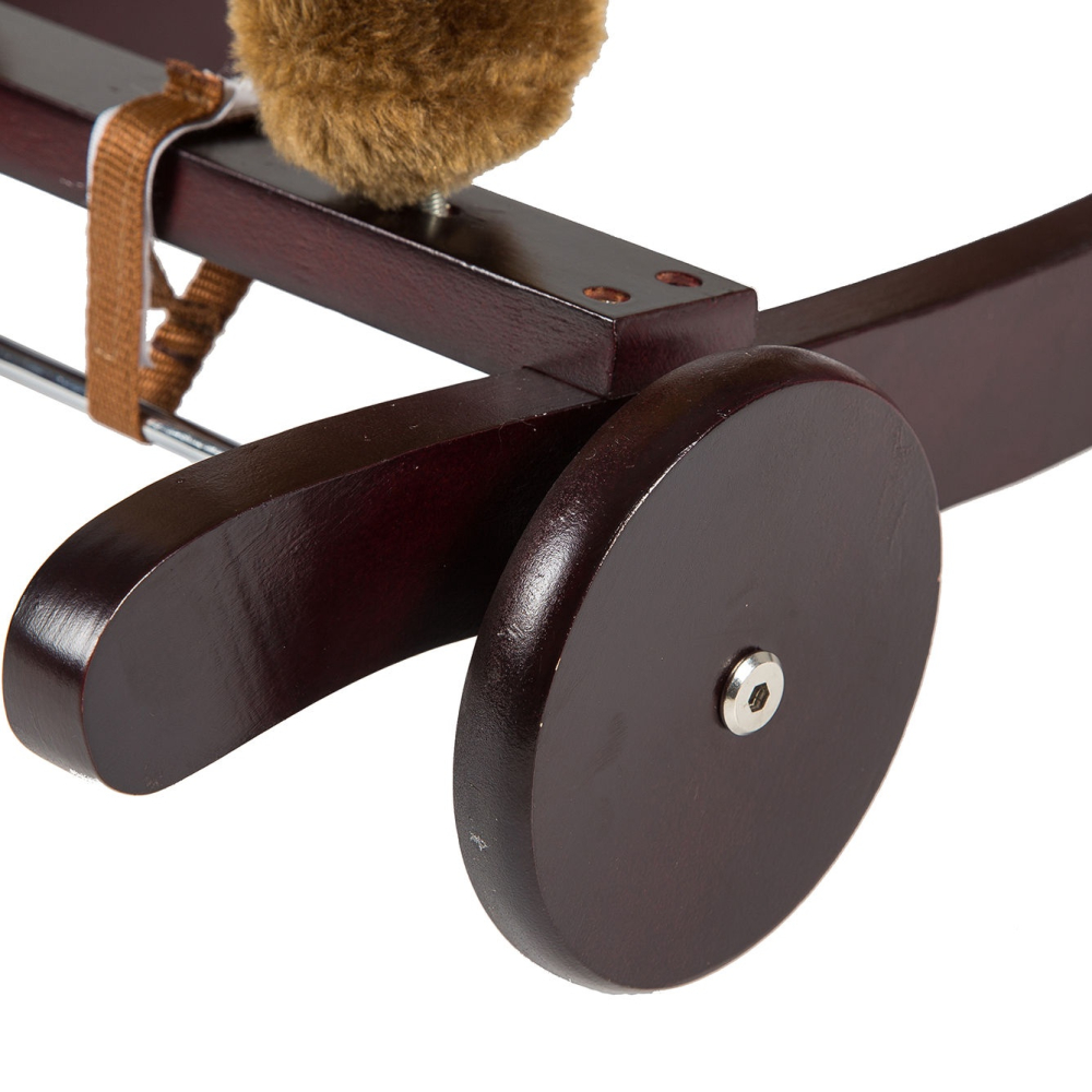 Calut Balansoar Multifunctional 2in1 din Plus Catifelat cu Melodii - Rocking Horse DeLuxe, 4 Roti si Functie de Leagan Balansoar, Dimensiuni 74x37x70 cm, Max 50 kg, Maro  Inchis [5]