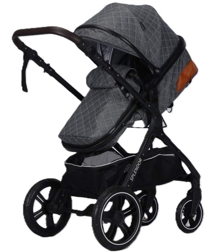 Carucior Multifunctional 2 in 1, Suspensii, Roti Rezistente, Maner Reversibil, Parasolar, ROYAL SPX1 - Culoare Gri Inchis [2]