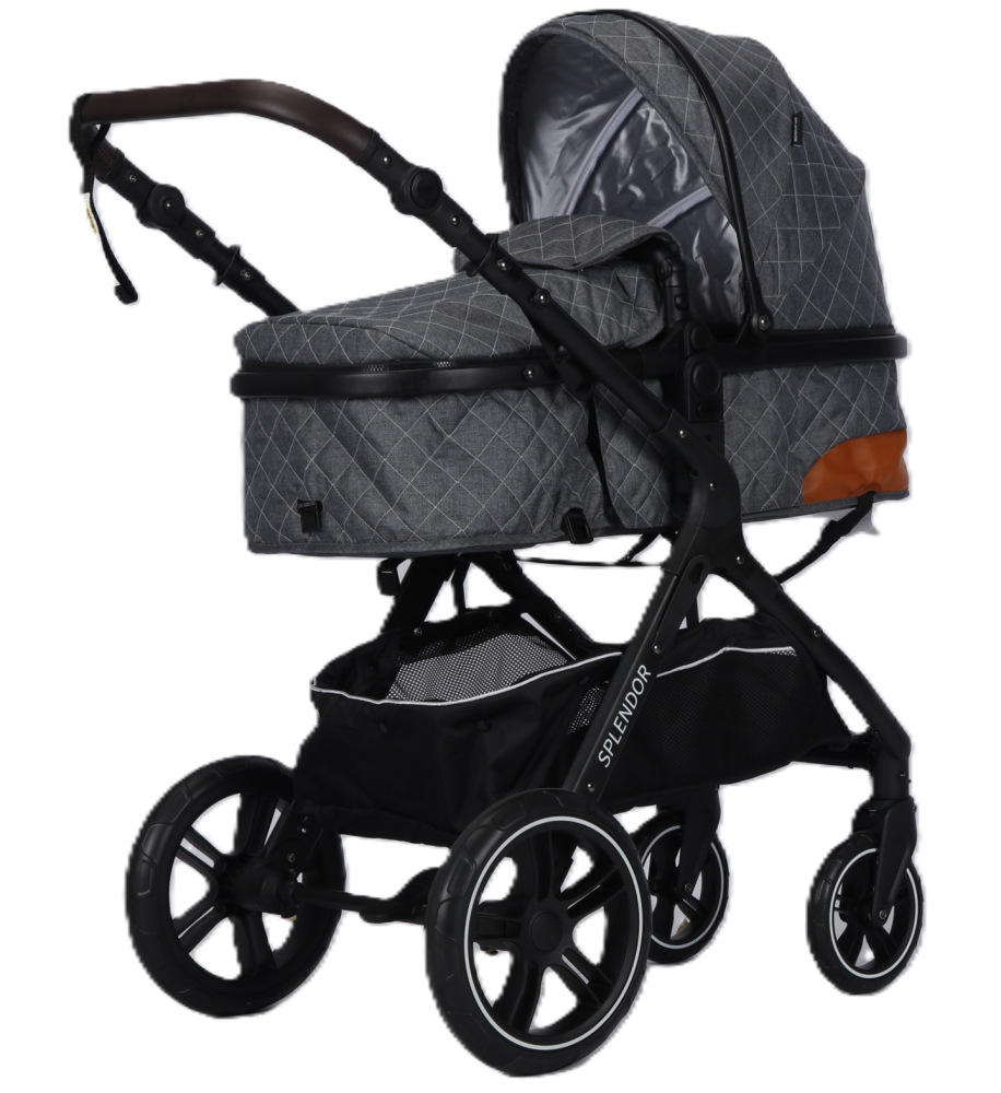 Carucior Multifunctional 2 in 1, Suspensii, Roti Rezistente, Maner Reversibil, Parasolar, ROYAL SPX1 - Culoare Gri Inchis [1]