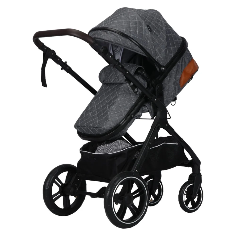 Carucior Multifunctional 2 in 1, Suspensii, Roti Rezistente, Maner Reversibil, Parasolar, ROYAL SPX1 - Culoare Gri Inchis [4]