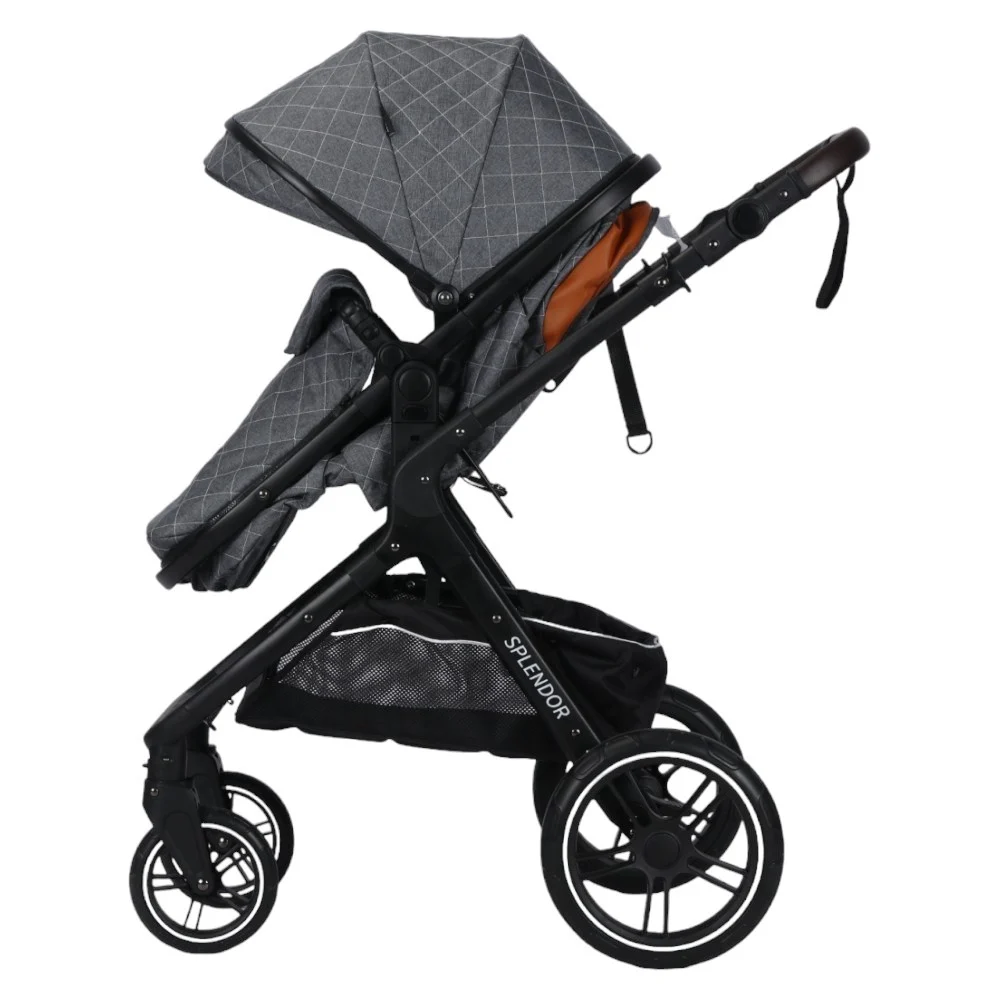 Carucior Multifunctional 2 in 1, Suspensii, Roti Rezistente, Maner Reversibil, Parasolar, ROYAL SPX1 - Culoare Gri Inchis [6]