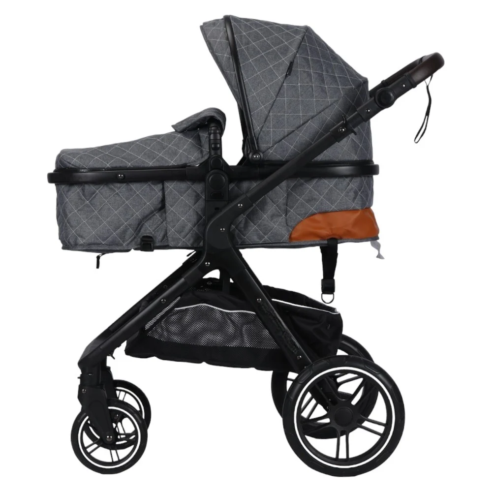 Carucior Multifunctional 2 in 1, Suspensii, Roti Rezistente, Maner Reversibil, Parasolar, ROYAL SPX1 - Culoare Gri Inchis [3]