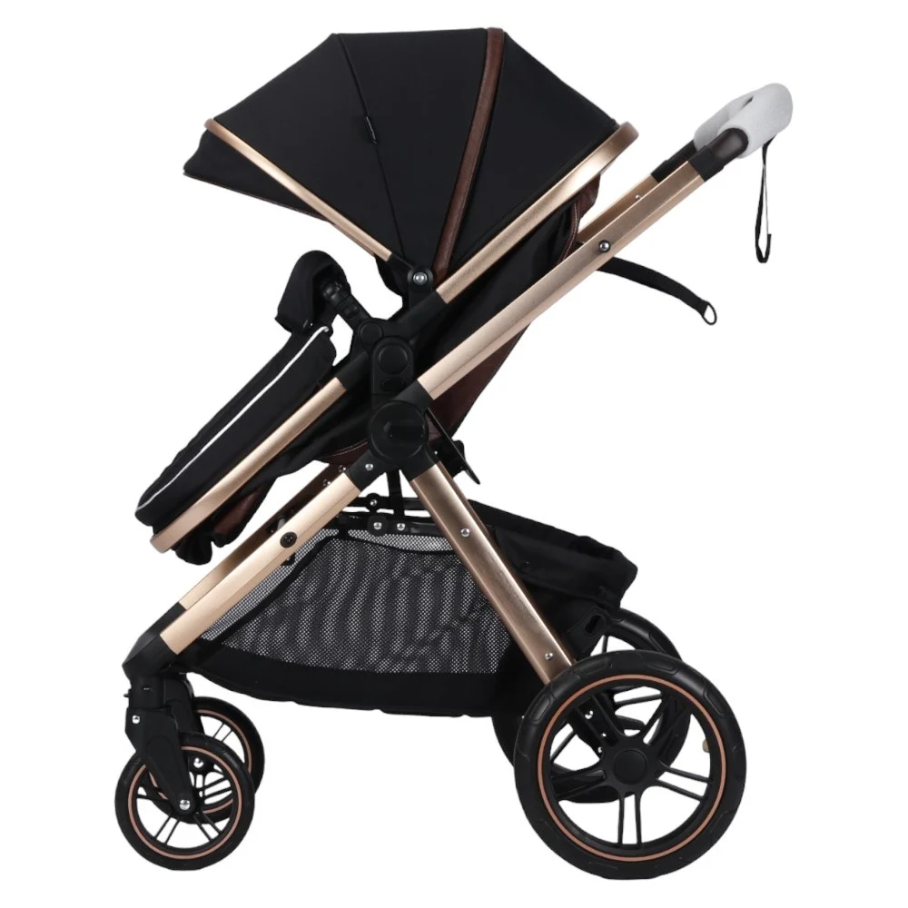 Carucior Multifunctional pentru Bebelusi - 2 in 1, Suspensii, Roti Rezistente, Maner Reversibil, Parasolar, ROYAL SPX2 - Culoare Negru [7]