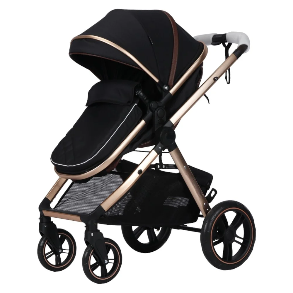Carucior Multifunctional pentru Bebelusi - 2 in 1, Suspensii, Roti Rezistente, Maner Reversibil, Parasolar, ROYAL SPX2 - Culoare Negru [4]