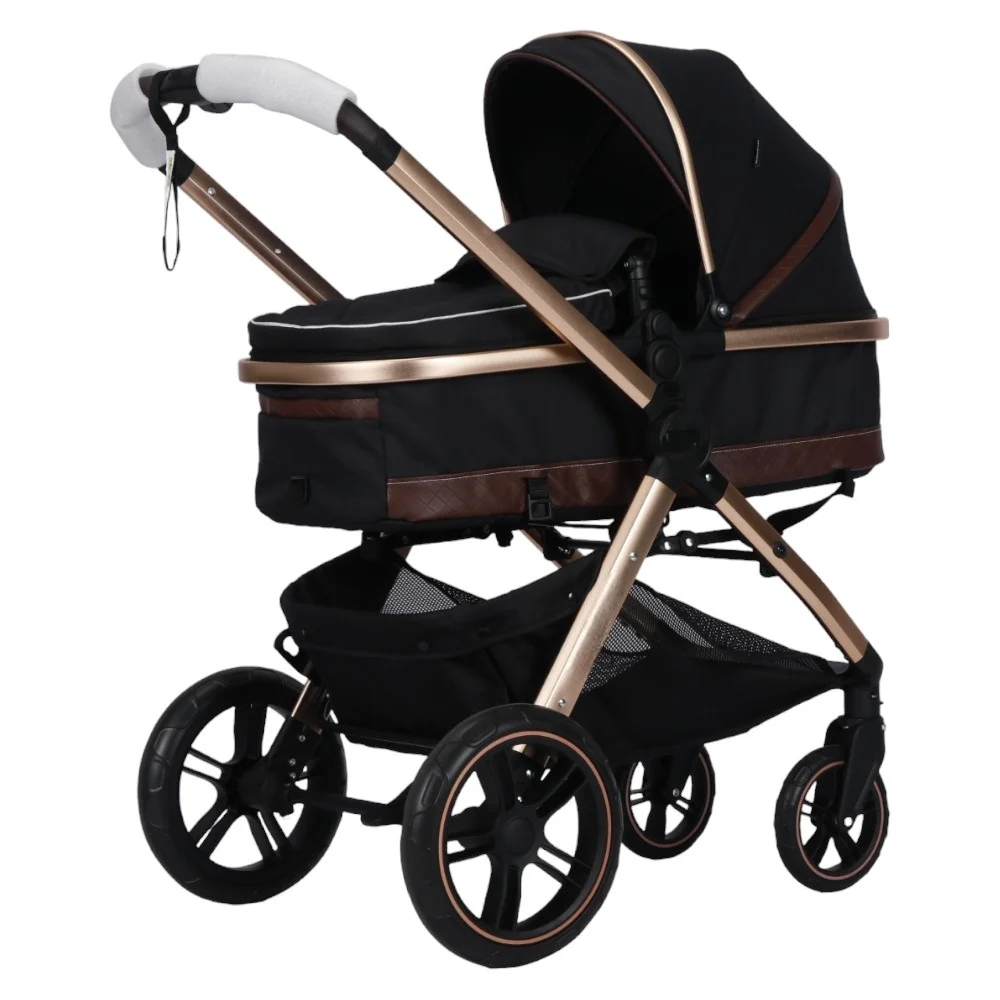 Carucior Multifunctional pentru Bebelusi - 2 in 1, Suspensii, Roti Rezistente, Maner Reversibil, Parasolar, ROYAL SPX2 - Culoare Negru [2]