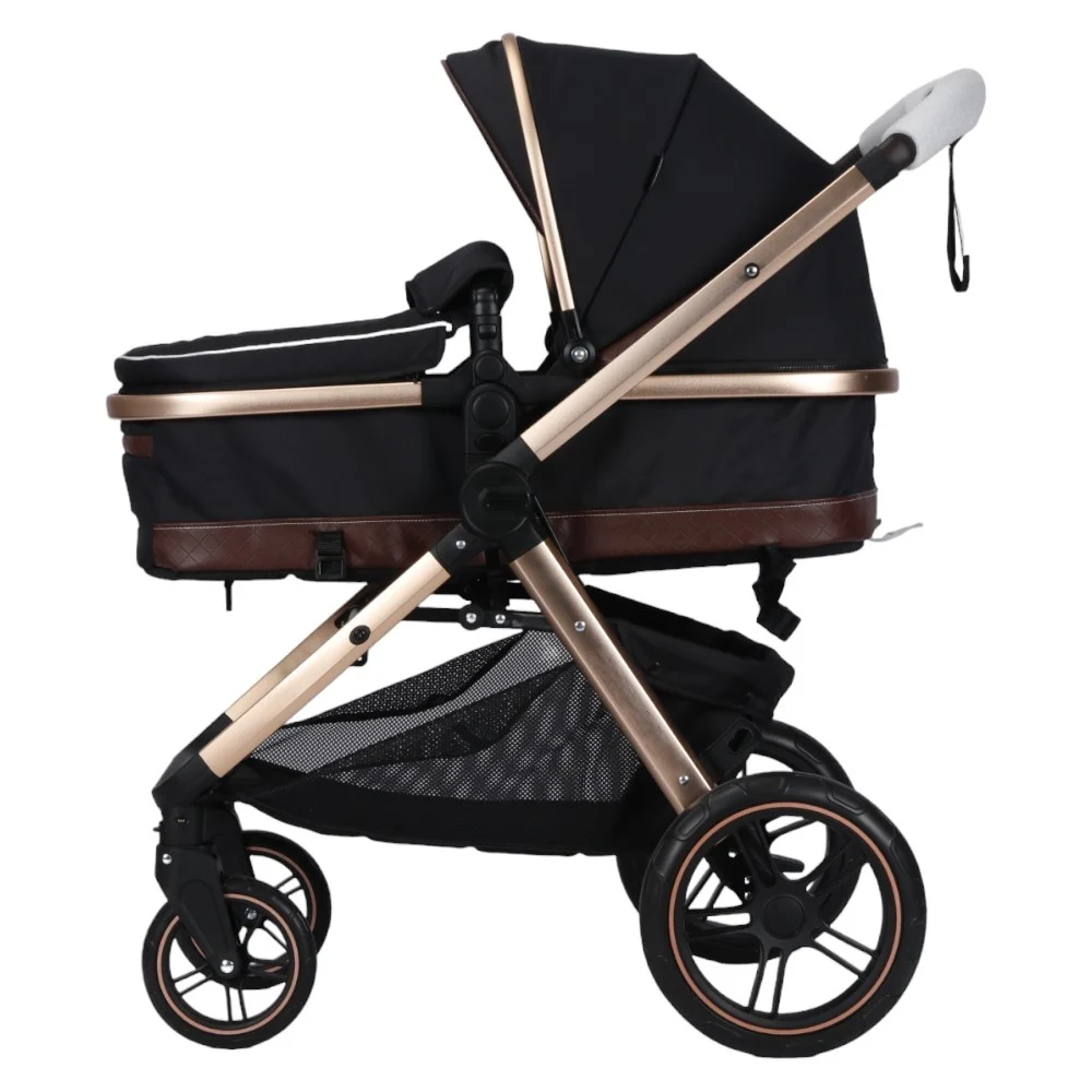 Carucior Multifunctional pentru Bebelusi - 2 in 1, Suspensii, Roti Rezistente, Maner Reversibil, Parasolar, ROYAL SPX2 - Culoare Negru [3]