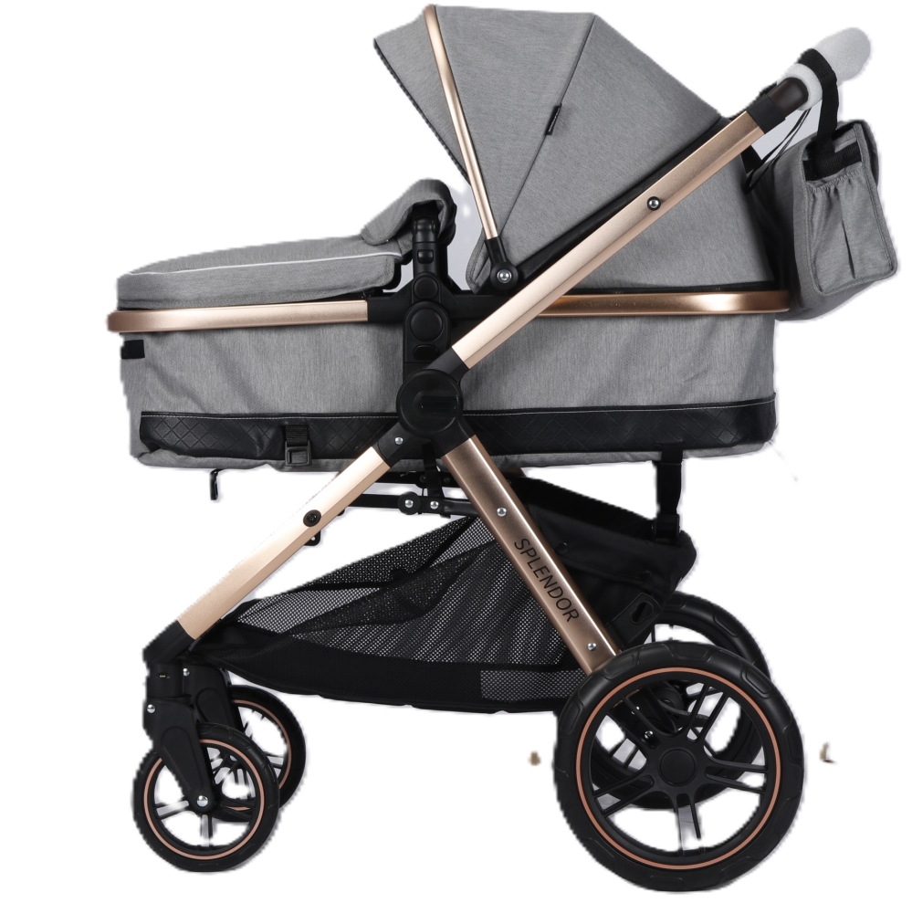 Carucior Multifunctional pentru Bebelusi - 2 in 1, Suspensii, Roti Rezistente, Maner Reversibil, Parasolar, ROYAL SPX3 - Culoare Gri Deschis [1]