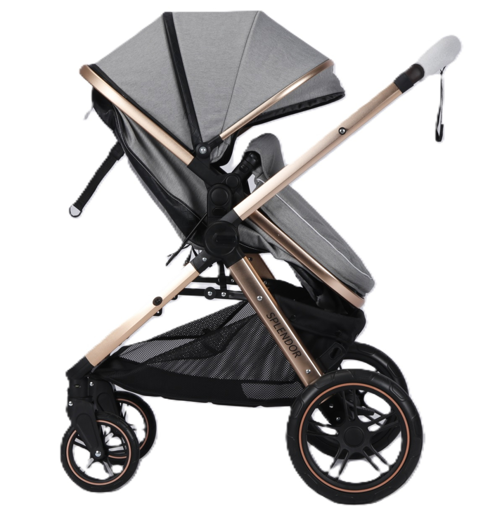 Carucior Multifunctional pentru Bebelusi - 2 in 1, Suspensii, Roti Rezistente, Maner Reversibil, Parasolar, ROYAL SPX3 - Culoare Gri Deschis [2]