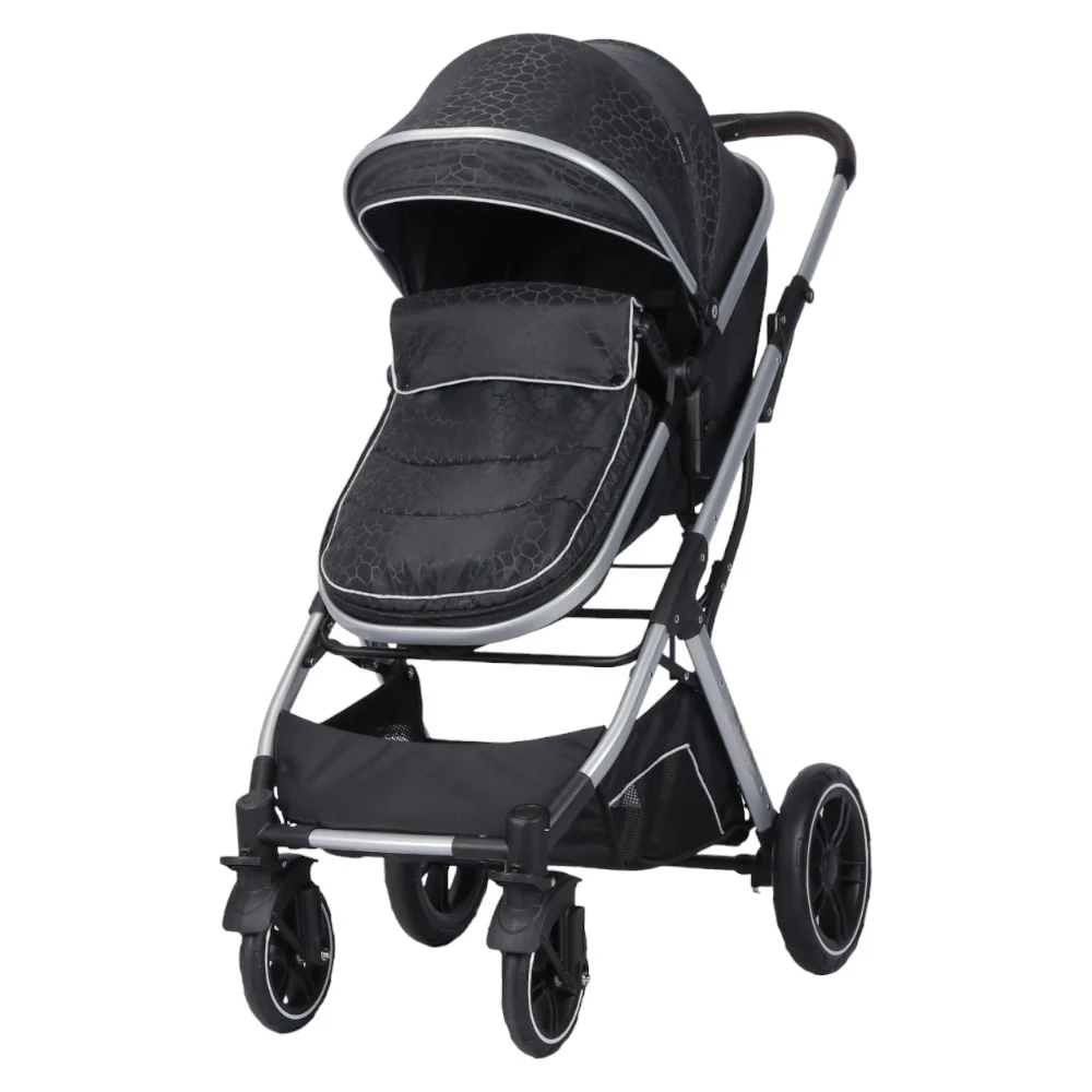 Carucior Multifunctional pentru Bebelusi - 2 in 1, Suspensii, Roti Rezistente, Maner Reversibil, Parasolar, ROYAL SPX4 - Culoare Negru Crocodil [6]