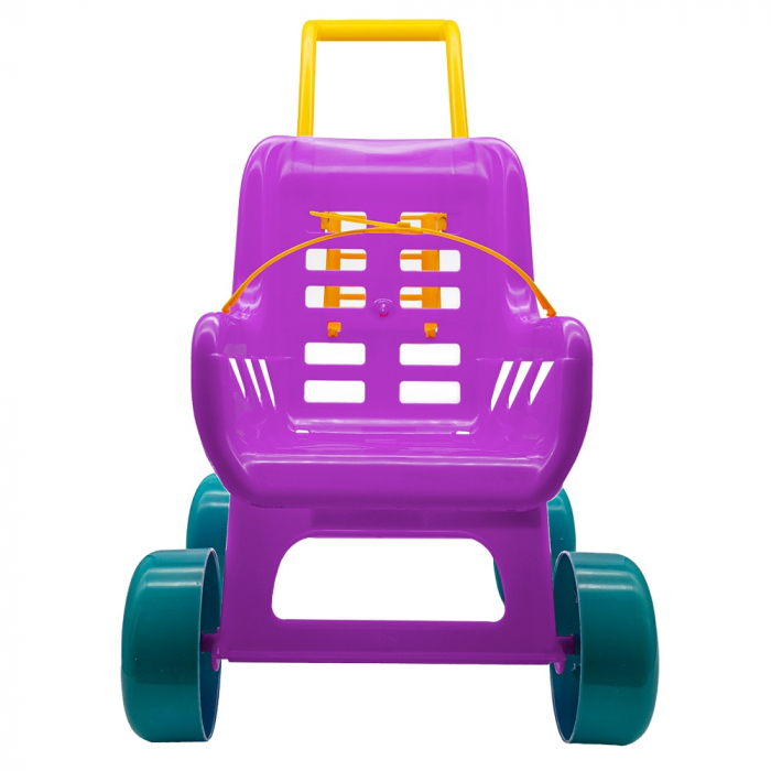 Carucior din Plastic  pentru Papusi , Mov/Galben/Bleu , inaltime 49 cm [5]