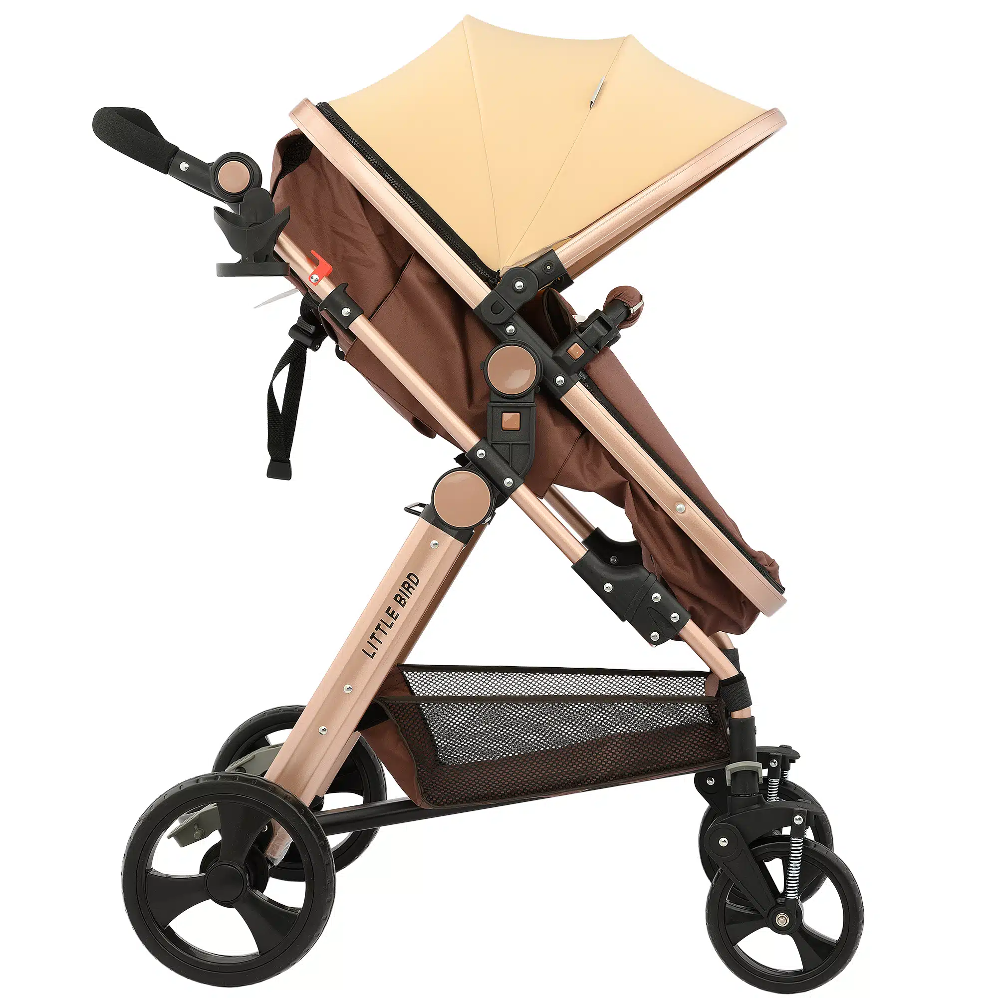 Carucior Royal City Travel cu Suspensii, 2in1 Transformabil Landou-Sport,  Maro cu Beige [2]