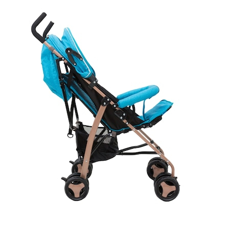 Carucior Sport Jolly Kids pentru Copii cu Bara de protectie, Frana Dubla, Materiale de Calitate Superioara , Centura de Siguranta inclusa , Copertina Rotunda Inclusa , Varsta 0-36 luni , Albastru [3]
