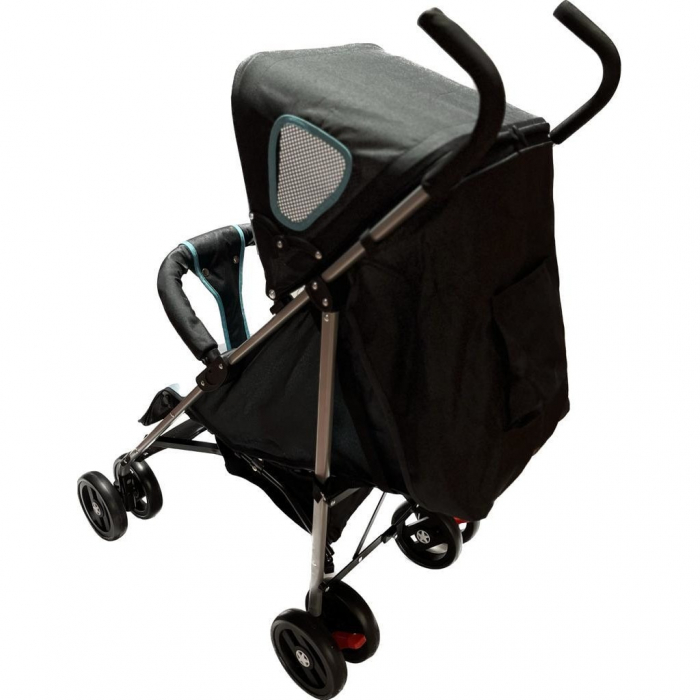 Carucior Sport pentru Copii Ideal City Travel, Inchidere Compacta, Scaun Reglabil, Pozitie de Somn, Negru cu Albastru [7]