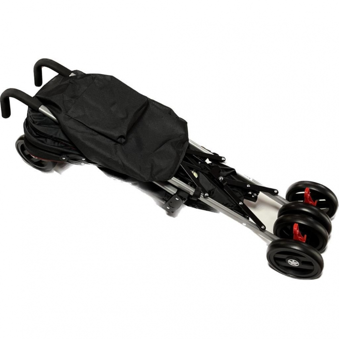 Carucior Sport pentru Copii Ideal City Travel, Inchidere Compacta, Scaun Reglabil, Pozitie de Somn, Negru cu Gri [6]