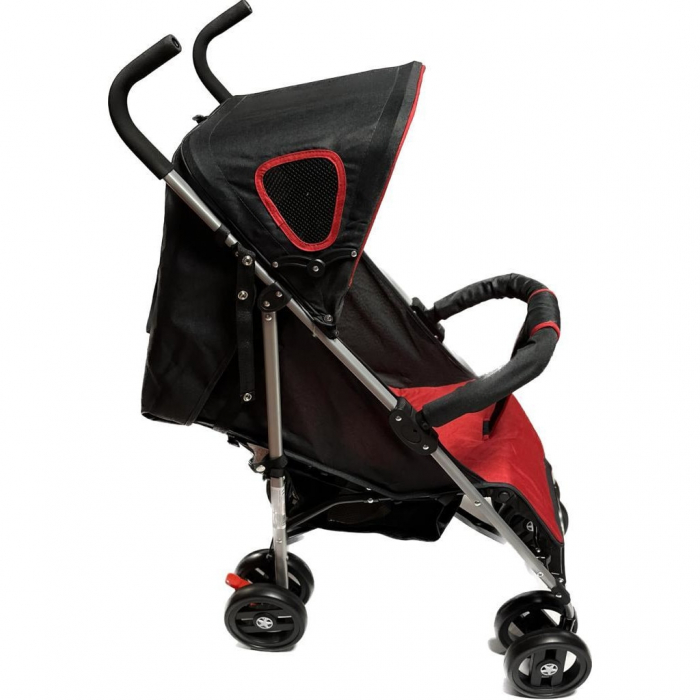 Carucior Sport pentru Copii Ideal City Travel, Inchidere Compacta, Scaun Reglabil, Pozitie de Somn, Negru cu Rosu [3]