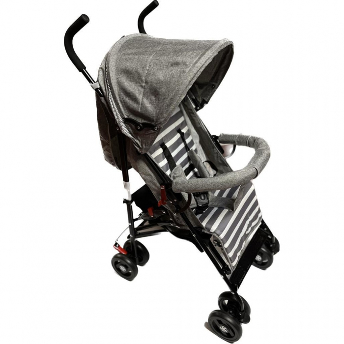 Carucior Sport pentru Copii Zebra City Travel, Inchidere Compacta, Scaun Reglabil 4 Pozitii, Pozitie de Somn, Gry cu Alb [2]