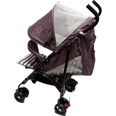 Carucior Sport pentru Copii Zebra City Travel, Inchidere Compacta, Scaun Reglabil 4 Pozitii, Pozitie de Somn, Mov cu Gry [5]