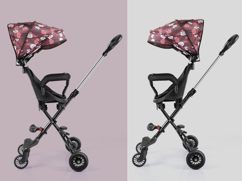 Carucior Sport Ultra Pliabil, Scaun Reglabil 8 Pozitii , Copertina AntiUV Detasabila, Suport picioare, Roti Pivotante 360 *,  Blocare Roti Spate ,  Perfect pentru Zborul cu Avionul - Culoare Roz [5]
