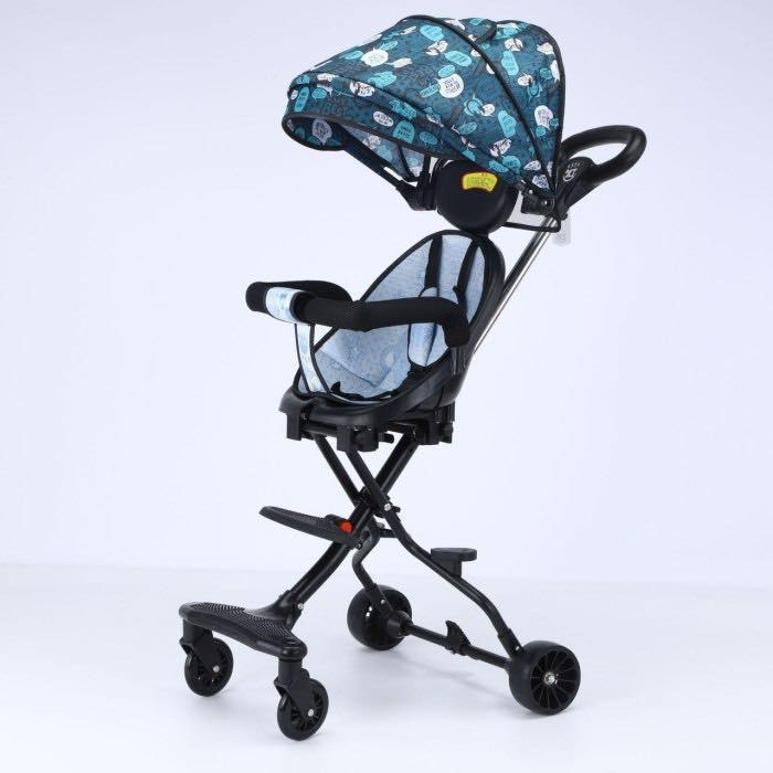Carucior Sport Ultra Pliabil, Scaun Reglabil 8 Pozitii , Copertina AntiUV Detasabila, Suport picioare, Roti Pivotante 360 *,  Blocare Roti Spate ,  Perfect pentru Zborul cu Avionul - Albastru [7]