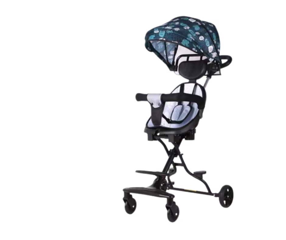 Carucior Sport Ultra Pliabil, Scaun Reglabil 8 Pozitii , Copertina AntiUV Detasabila, Suport picioare, Roti Pivotante 360 *,  Blocare Roti Spate ,  Perfect pentru Zborul cu Avionul - Albastru [4]