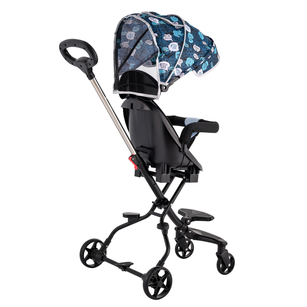 Carucior Sport Ultra Pliabil, Scaun Reglabil 8 Pozitii , Copertina AntiUV Detasabila, Suport picioare, Roti Pivotante 360 *,  Blocare Roti Spate ,  Perfect pentru Zborul cu Avionul - Albastru [3]