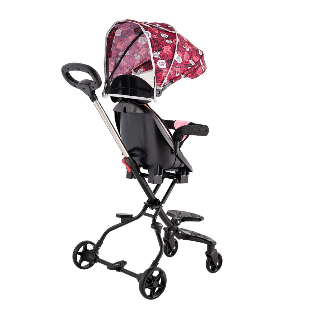 Carucior Sport Ultra Pliabil, Scaun Reglabil 8 Pozitii , Copertina AntiUV Detasabila, Suport picioare, Roti Pivotante 360 *,  Blocare Roti Spate ,  Perfect pentru Zborul cu Avionul - Culoare Roz [3]