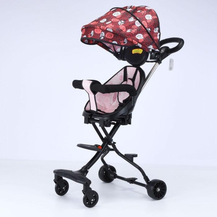 Carucior Sport Ultra Pliabil, Scaun Reglabil 8 Pozitii , Copertina AntiUV Detasabila, Suport picioare, Roti Pivotante 360 *,  Blocare Roti Spate ,  Perfect pentru Zborul cu Avionul - Culoare Roz [4]