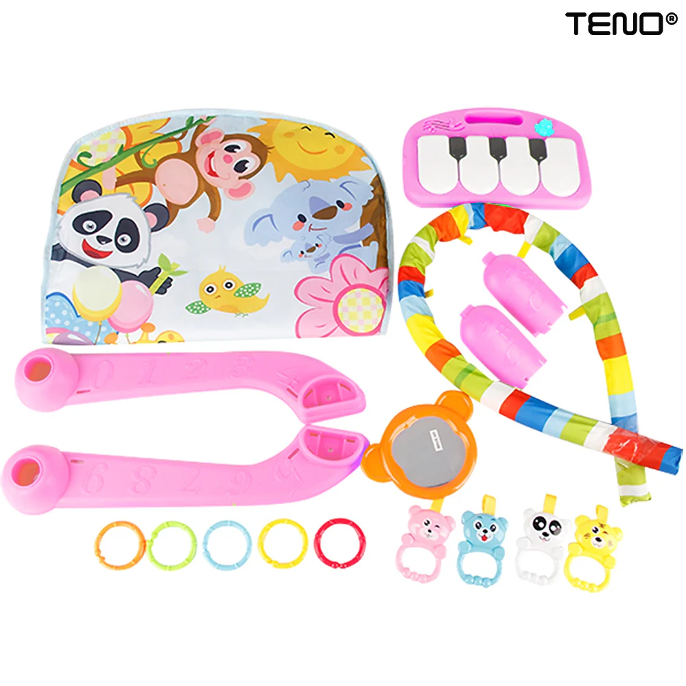 Centru de Activitati si Joaca, Saltea Interactiva pentru Copii / Bebe cu Sunete, Multifunctional, Pian si Oglinda Detasabile, Jucarii Zornaitoare, 4 Moduri de Joaca Interactive si Educative [9]