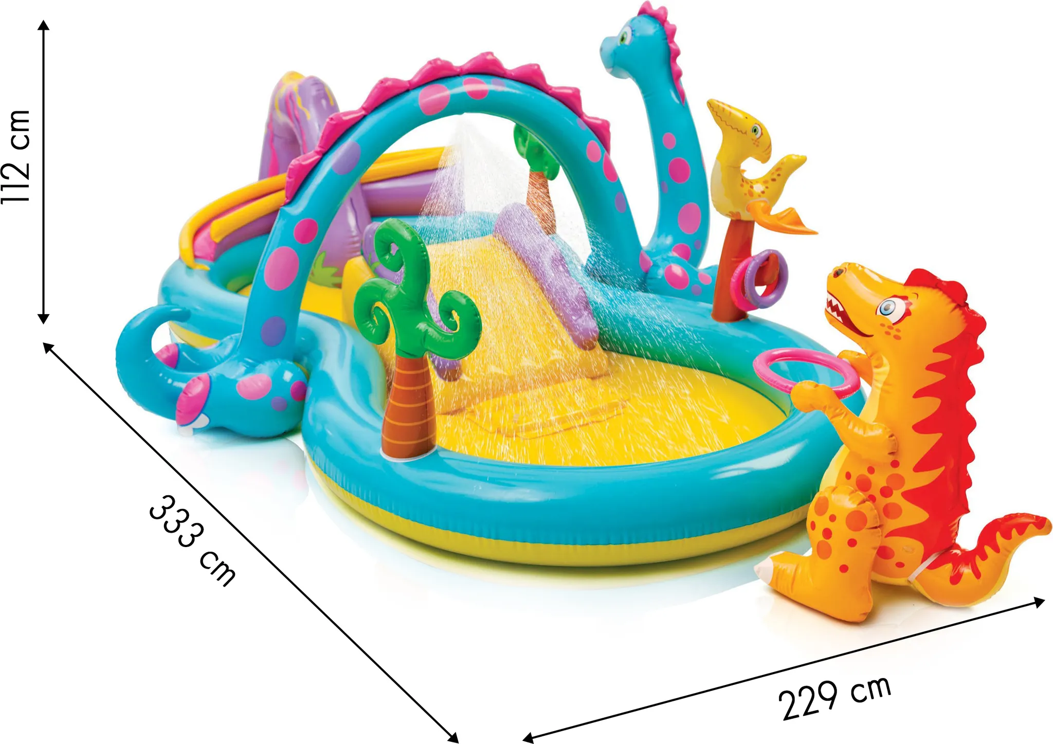 Centru de Joacă Multifunctional pentru Interior sau Exterior tip Piscină Dinozaur Park - Dinoland Play Center 302 x 229 x 112 cm + Pompa Intex Manuala [11]