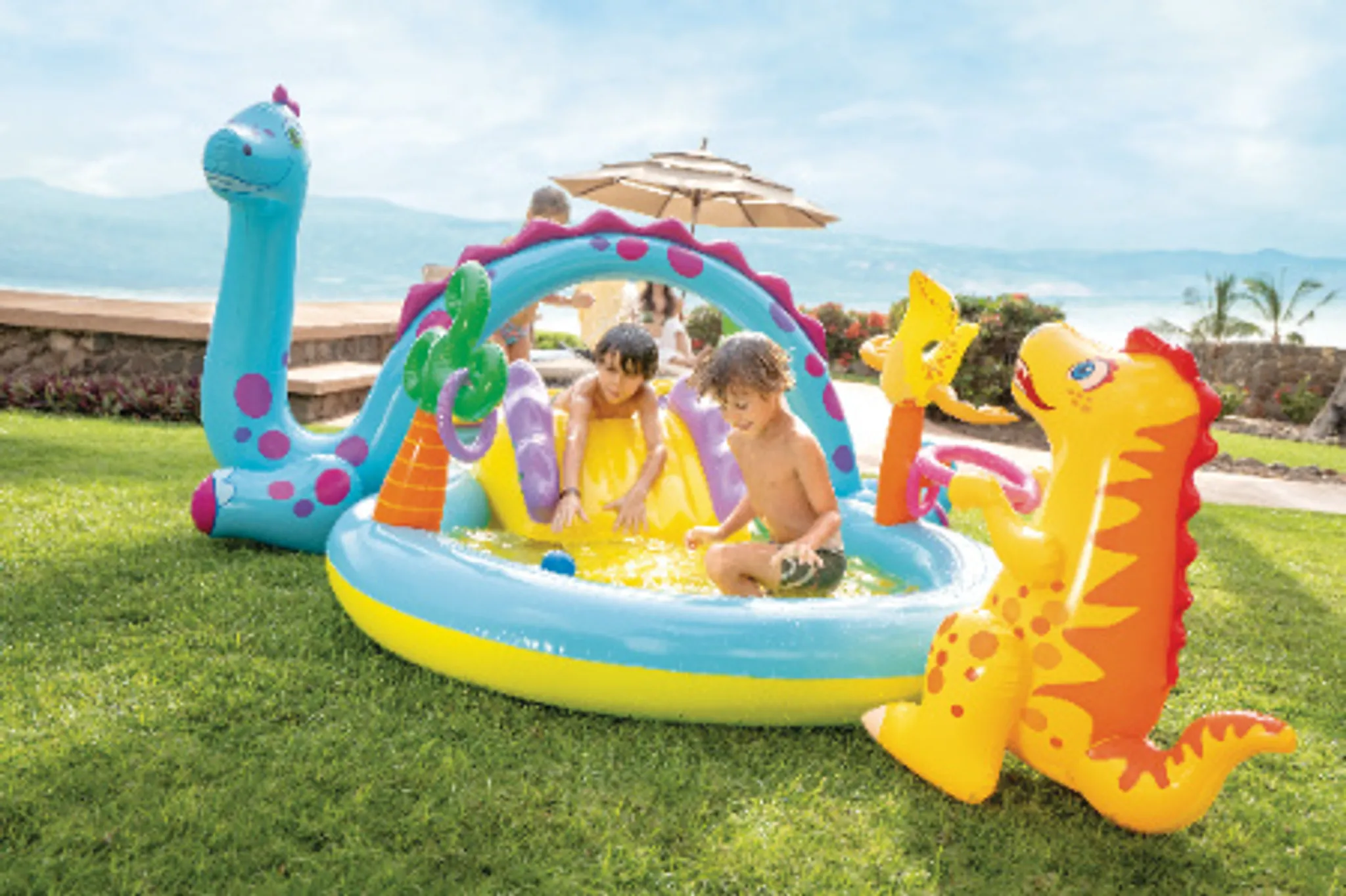 Centru de Joacă Multifunctional pentru Interior sau Exterior tip Piscină Dinozaur Park - Dinoland Play Center 302 x 229 x 112 cm + Pompa Intex Manuala [24]