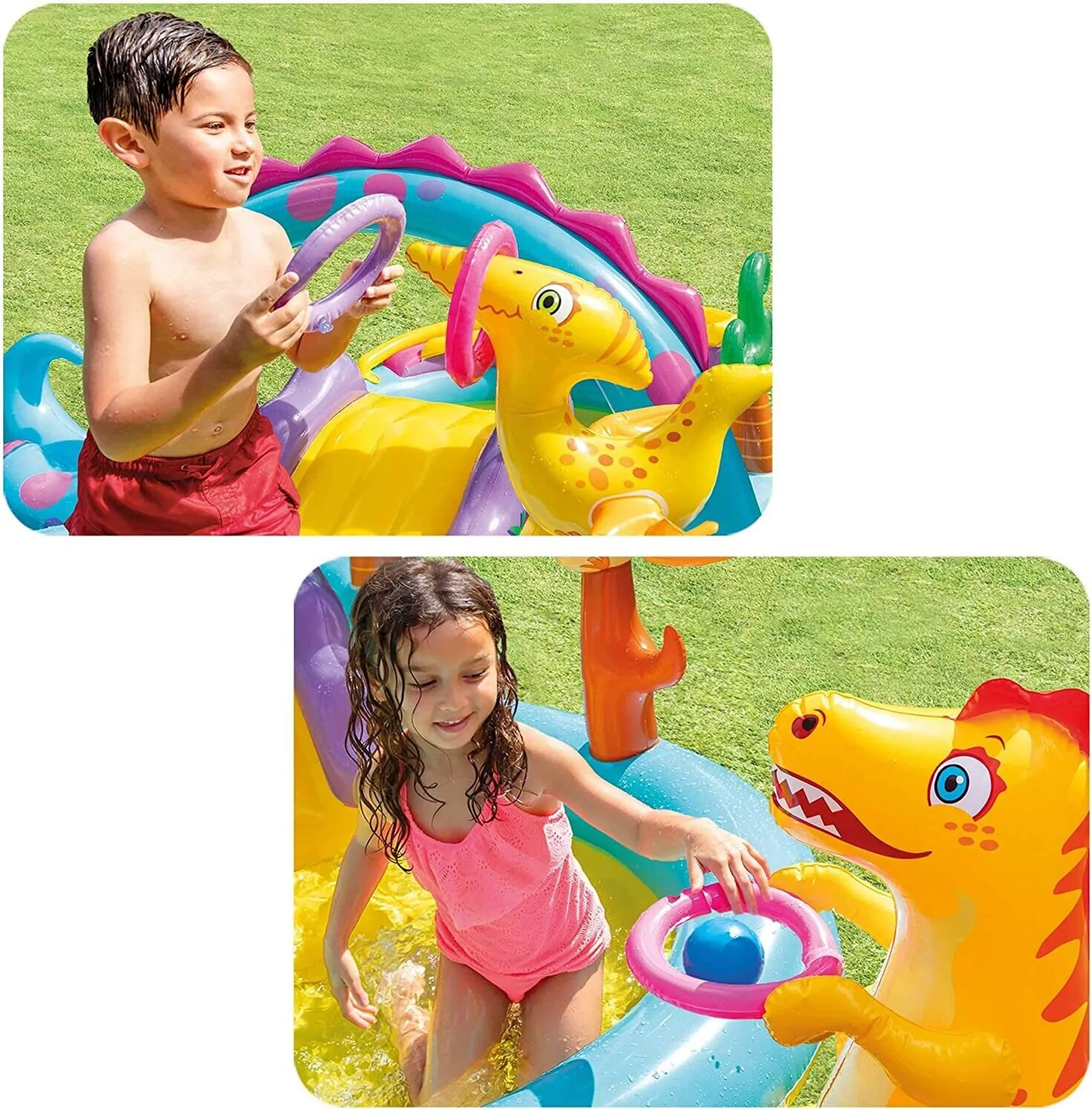 Centru de Joacă Multifunctional pentru Interior sau Exterior tip Piscină Dinozaur Park - Dinoland Play Center 302 x 229 x 112 cm + Pompa Intex Manuala [17]